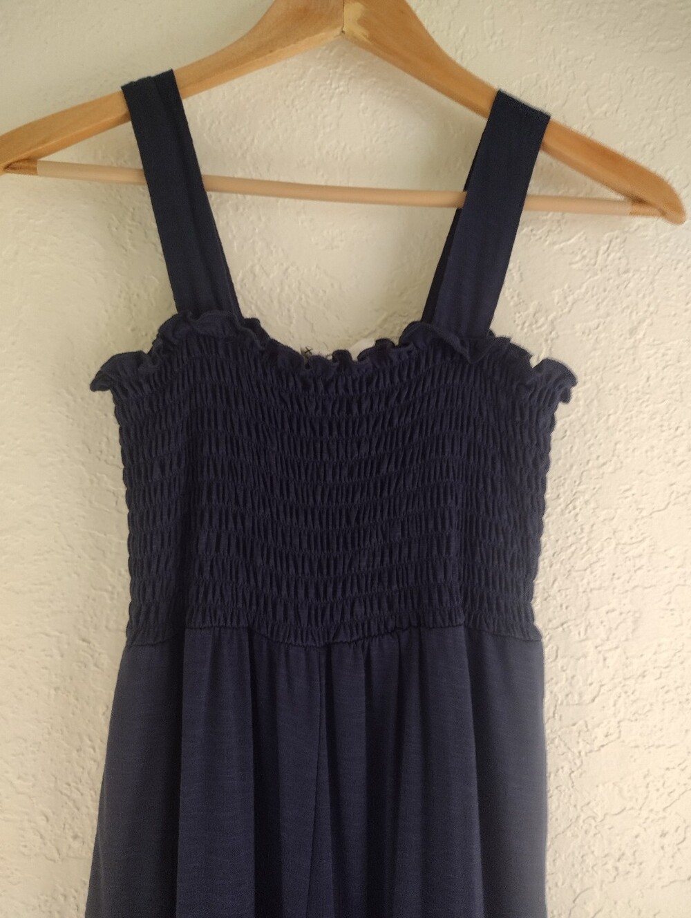 Roxy Navy Smocked Wide Leg Jumpsuit | Beachy Coastal Resort Chic One-Piece - Picture 5 of 8